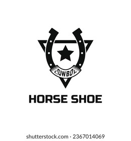 Horse shoe logo design creative idea vintage retro style