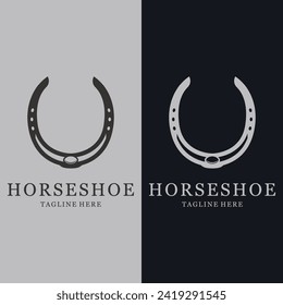 Horse Shoe Logo Silhouette Design. Symbol for Horse Shoe Farm.