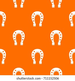 Horse shoe pattern repeat seamless in orange color for any design. Vector geometric illustration