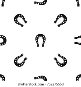 Horse Shoe Pattern Repeat Seamless In Black Color For Any Design. Vector Geometric Illustration