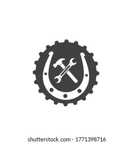 horse shoe service repair  icon logo vector illustration design