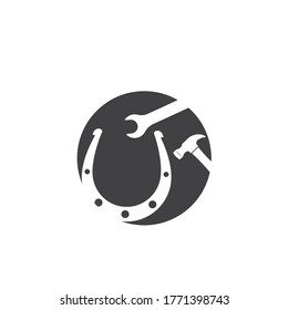 horse shoe service repair  icon logo vector illustration design