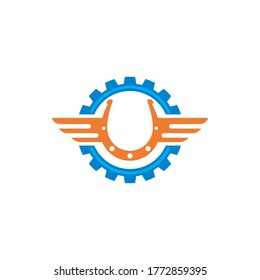 horse shoe service repair  icon logo vector illustration design