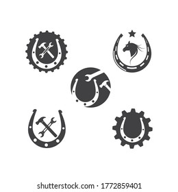 horse shoe service repair  icon logo vector illustration design