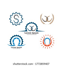 horse shoe service repair  icon logo vector illustration design