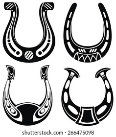 Set Floral Horseshoes Collection Silhouette Metal Stock Vector (Royalty ...