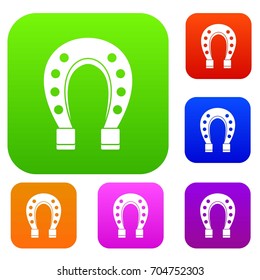 Horse shoe set icon in different colors isolated vector illustration. Premium collection