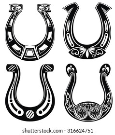 Horse shoe Set. Lucky steel horseshoes vector set 