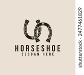 horse shoe vintage logo icon and symbol vector illustration minimalist design
