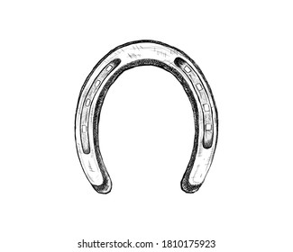 horse shoe for wild west icon sketch hand drawn illustration isolated with white background