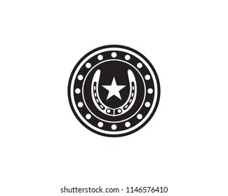 Horse shoes black logo and symbols vector 