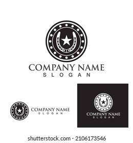 Horse shoes black logo and symbols vector 