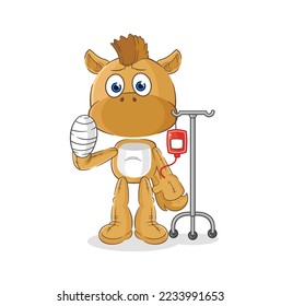 the horse sick in IV illustration. character vector