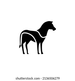 horse silhouette with 3 curved lines black and white style that is beautiful and full of meaning