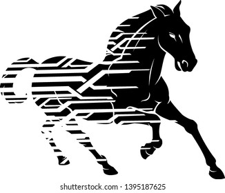 Horse Silhouette Abstract Geometric Body