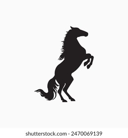 Horse silhouette animal icon isolated on white background. Black horses graphic element vector illustration.