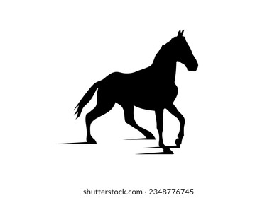 Horse silhouette black and white vector.