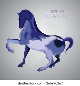 Horse Silhouette Blue Shades Paint