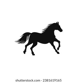 Horse silhouette clipart of horses Logo illustrator vector. stallion Horserace symbol of animal icon, isolated on white background.