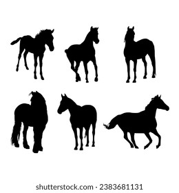 Horse silhouette collection vector illustration.