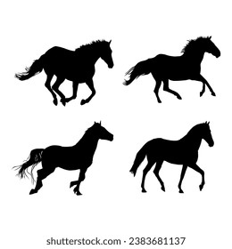 Horse silhouette collection vector illustration.