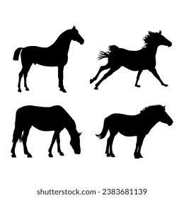 Horse silhouette collection vector illustration.