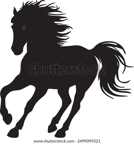 Horse silhouette or coloring vector, Horse illustration, Horse silhouette or coloring isolated on white Background