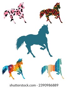horse silhouette different vector illustration
