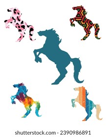 horse silhouette different vector illustration