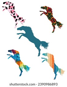 horse silhouette different vector illustration