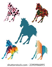 horse silhouette different vector illustration