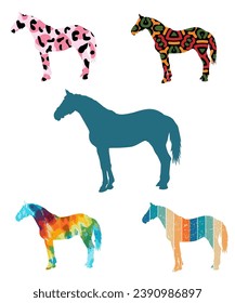horse silhouette different vector illustration