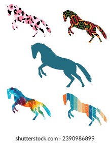 horse silhouette different vector illustration