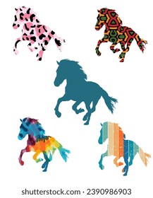 horse silhouette different vector illustration