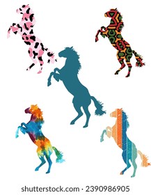 horse silhouette different vector illustration
