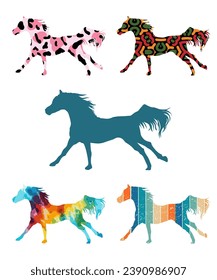 horse silhouette different vector illustration