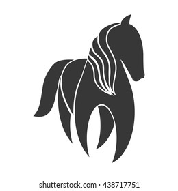 Horse silhouette. Farm Animal icon. vector graphic