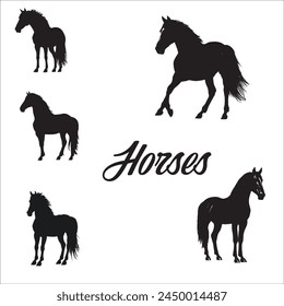 Horse silhouette fast animal white background