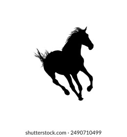 Horse Silhouette, flat style, can use for Logo Gram, Art Illustration, Emblem, Pictogram, Apps, Website or Graphic Design Element. Vector Illustration