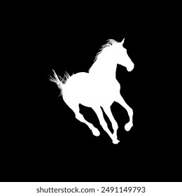 Horse Silhouette, flat style, can use for Logo Gram, Art Illustration, Emblem, Pictogram, Apps, Website or Graphic Design Element. Vector Illustration