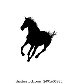 Horse Silhouette, flat style, can use for Logo Gram, Art Illustration, Emblem, Pictogram, Apps, Website or Graphic Design Element. Vector Illustration