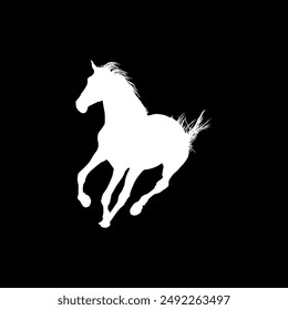 Horse Silhouette, flat style, can use for Logo Gram, Art Illustration, Emblem, Pictogram, Apps, Website or Graphic Design Element. Vector Illustration