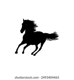 Horse Silhouette, flat style, can use for Logo Gram, Art Illustration, Emblem, Pictogram, Apps, Website or Graphic Design Element. Vector Illustration