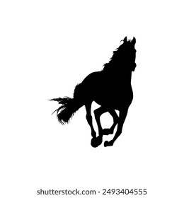 Horse Silhouette, flat style, can use for Logo Gram, Art Illustration, Emblem, Pictogram, Apps, Website or Graphic Design Element. Vector Illustration