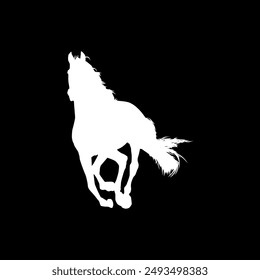 Horse Silhouette, flat style, can use for Logo Gram, Art Illustration, Emblem, Pictogram, Apps, Website or Graphic Design Element. Vector Illustration