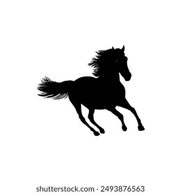 Horse Silhouette, flat style, can use for Logo Gram, Art Illustration, Emblem, Pictogram, Apps, Website or Graphic Design Element. Vector Illustration