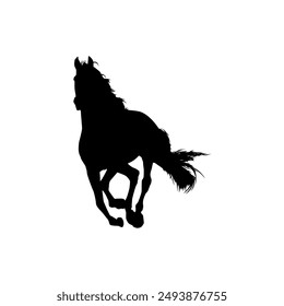 Horse Silhouette, flat style, can use for Logo Gram, Art Illustration, Emblem, Pictogram, Apps, Website or Graphic Design Element. Vector Illustration