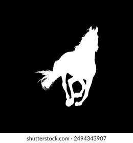 Horse Silhouette, flat style, can use for Logo Gram, Art Illustration, Emblem, Pictogram, Apps, Website or Graphic Design Element. Vector Illustration