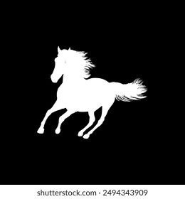 Horse Silhouette, flat style, can use for Logo Gram, Art Illustration, Emblem, Pictogram, Apps, Website or Graphic Design Element. Vector Illustration