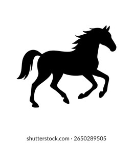 Horse Silhouette Galloping Isolated on White Background